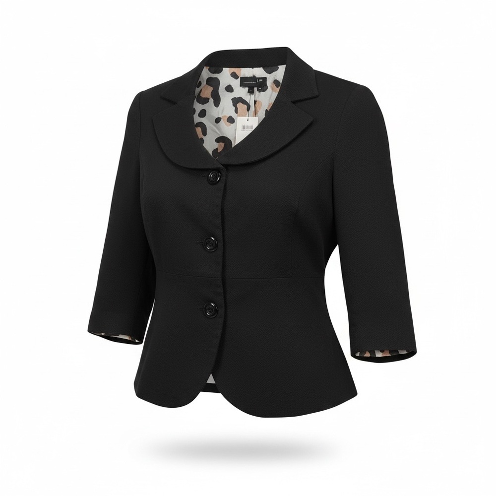 Sandro Black Women's Blazer with Patterned Lining